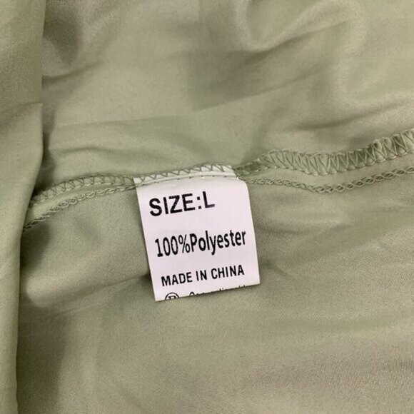 Women’s Ruffle Dress Large Green Short Sleeve Front Tie - Picture 5 of 5